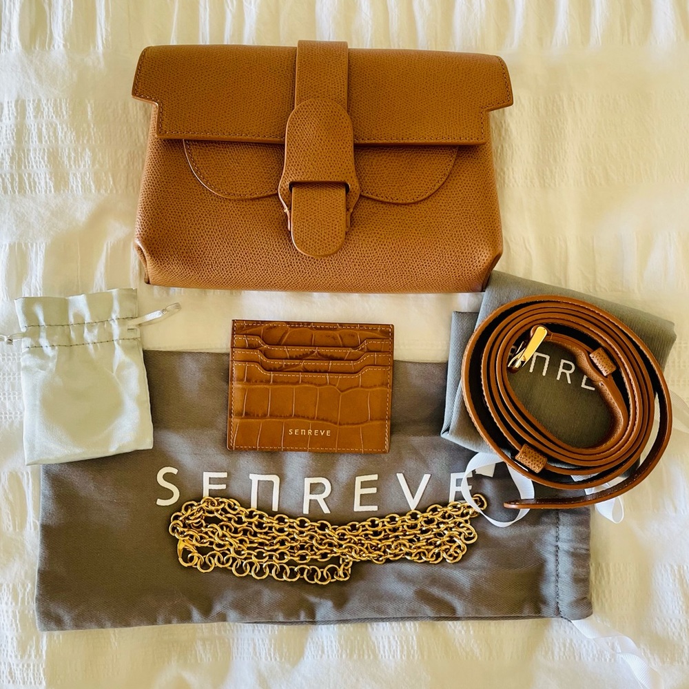 Senreve Aria Belt Bag Pebbled Leather in Chestnut
